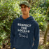 Introducing our rugged and stylish camping hoodie featuring a majestic bear design and the iconic phrase "Respect The Locals."